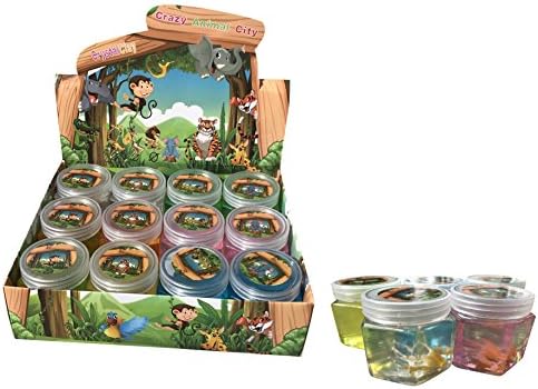 Crazy Animal City Theme Colorful Slime with Suprise Toy Figure (Pack of 12)