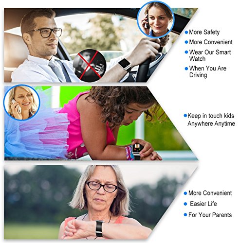 Bluetooth Smart Watch With Camera Waterproof Smartwatch Touch Screen Phone Unlocked Cell Phone Watch Smart Wrist Watch Smart Watches For Android Phones Samsung IOS iPhone 7 8 X Plus Men Women Kids - Thumbnail 4