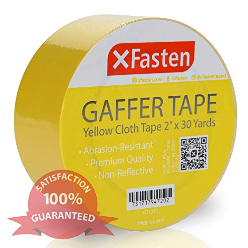 XFasten Professional Grade Gaffer Tape, 2 Inch x 30 Yards (Yellow), Colored Gaffer Floor Tape for Cables, Photography, Theater Stage Setup, and Interior Design
