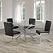Uptown Club Linus Collection Rectangle Modern Exquisite Chrome Frame Glass Top Dining room Table, 51.2