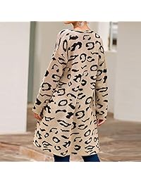 Cysincos - Cárdigan de manga larga con estampado de leopardo