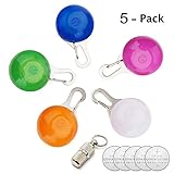 Waterproof Clip on Dog Collar LED Lights by IN HAND, Safety LED Lights for Dogs and Cats,Weather Resistant Light up Dog Collar with 3 Flashing Modes,Designed for Night Walking (Pack of 5)
