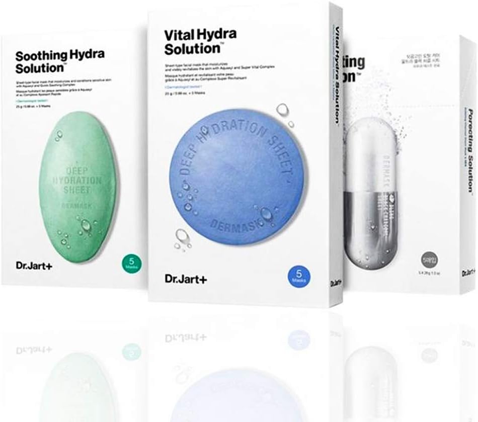 Dr.Jart Sheet Mask Set 3 Pack -5 per Box (15 mask) Facial Moisturizing, Hydrating, Pore Correction Mask