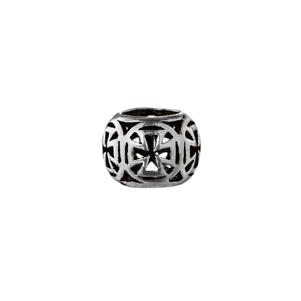 NKlaus Hair Accessories Beard Bead RONAN Templar Cross 925 Sterling Silver Curly Bead 6397