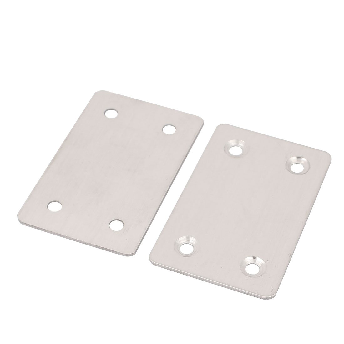 Sourcingmap Metal Rectangle 4 Holes Flat Mending Repair Plates Brackets Fasteners 2pcs