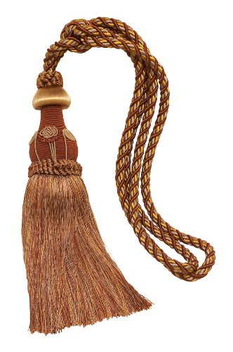 Decorative RUST GOLD Curtain & Drapery Tassel Tieback /12” tassel, 32” Spread (embrace), 7/16” Cord, Baroque Collection Style# TBBL-1 Color: Cinnamon Toast 6122