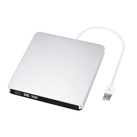 Evalue External USB 2.0 DVD CD-RW Drive Writer Burner DVD Player for MacBook Air/Pro Silver