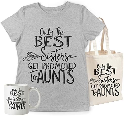 Sister Promoted to Aunt Gift Bundle Featuring Tee Shirt, Matching Mug and Canvas Bag (XX-Large)