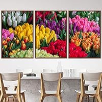 3 Piece Framed Canvas Wall Art Assorted Clusters and Colorful Bouquet Canvas Prints Home Artwork Decoration for Living Room,Bedroom - 16