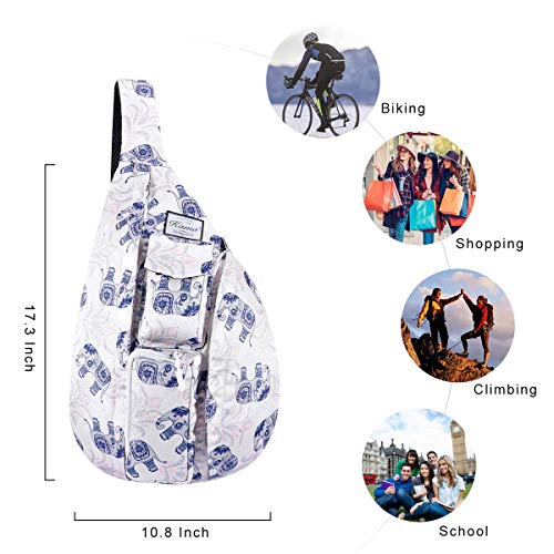 KAMO Sling Backpack - Rope Bag Crossbody Backpack Travel Multipurpose Daypacks for Men Women Lady Girl Teens