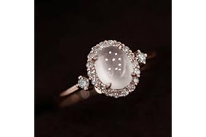 Rose Gold Color Imitation Opal Rings for Women Delicate Engagement Jewelry Accessories