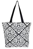 Ever Moda Damask Print Collection Tote Bag, Large 17.5 Inch