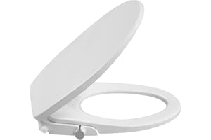 Bidet Toilet Seat, Dual Nozzles, Quiet Close Non-Electric Bidet Seat with Quiet-Close Lid, Adjustable Water Pressure, Self-Cl