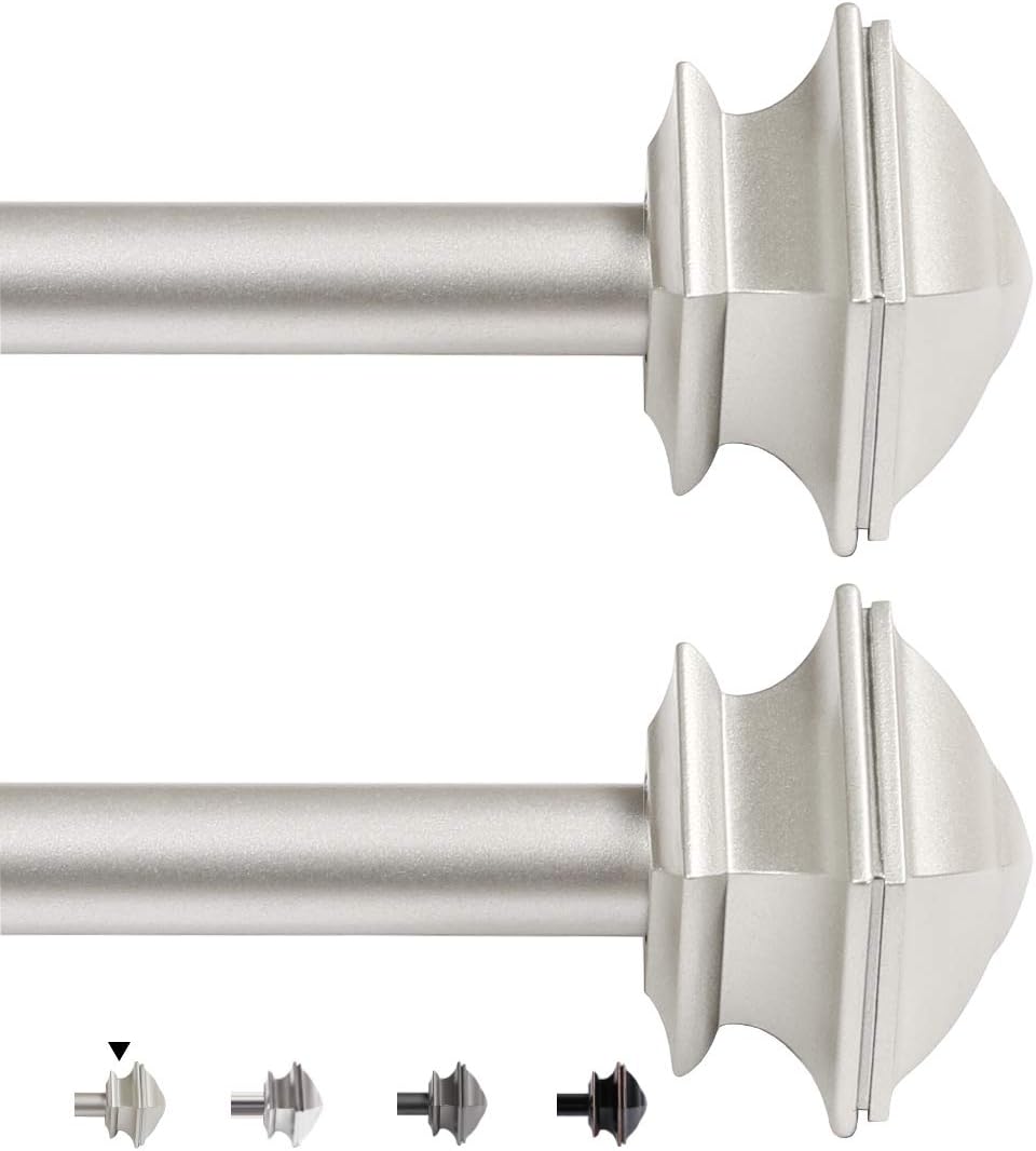 Window Curtain Rod Telescoping Single Drapery Rod Sets with Square Finials, Adjustable Length from 48 to 84-Inch, 5/8 Inch Diameter, 2 Pack, Nickel: Home Improvement