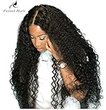 Curly Human Hair Lace Front Wigs 130% Density Brazilian Virgin Loose Deep Curly Wig with Baby Hair for Black Women 12Inch