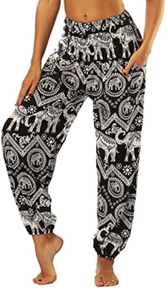 Boho Pantalon Femme Pantalon Yoga Sarouels Pantalon Imprime Bloomers Pantalon Loose Casual Pantalons Sport Jogging Pantalon Amazon Fr Vetements Et Accessoires