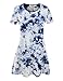 LL WT1066 Womens Scoop Neck Short Sleeve All Over Tie Dye Trapeze Tunic Top XL WHITE_NAVY