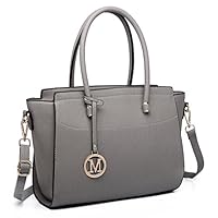 Miss Lulu Women Handbag Brand Design Classic Winged PU Leather Tote Shoulder Bag (6627 Grey)