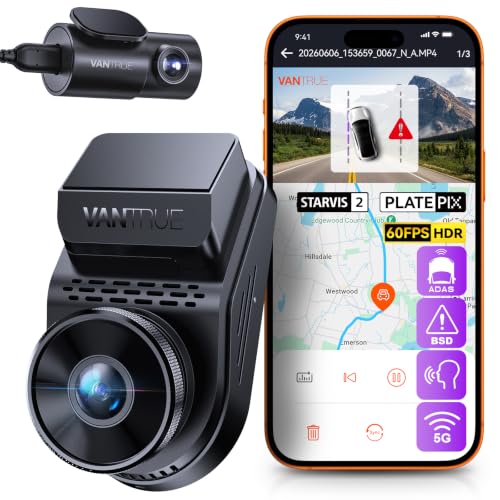 VANTRUE S1 Pro 2.7K+1080P Night Vision Dash Cam STARVIS 2 5GHz WiFi GPS Dual Channel Car Camera 360° HDR, Voice Control, 24/7SD Max 512G Parking Mode Support LTE