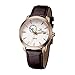 Tophill Men's Classic Automatic Watch with Brown Leather Strap Band,Wrist Watches Business with White Dial for Men,Waterproof Premium Mechanical Watch with 316L Stainless Steel Case