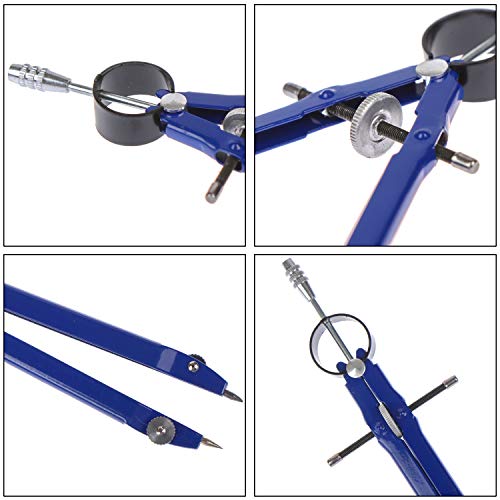 Xgood 3 Colors Math Compasses Metal Compass Math Geometry Compass Drawing Compass with 4 Pieces Extra Lead Refills for Students Teacher Drawing Supplies