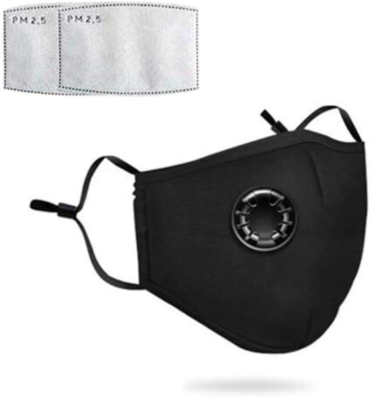 1 Pack PM 2.5 Anti Pollution Masks with 2 Air Filter Cotton Sheet Washable Reusable N95 Anti Dust Smoke Face Mask Respirator with Adjustable Straps (Black)