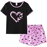 VENTELAN Women's Shorts Pajama Set Short Sleeve Sleepwear Nightwear Pjs with Pocket,S-XXL