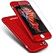 iPhone 7 Case, COOLQO Ultra-Thin Full Body Coverage Hard Plastic Matte Finish [Tempered Glass Screen Protector] 360 All Round Shockproof Hybrid Cover Skin for Apple iPhone 7 4.7 Inch (Red)