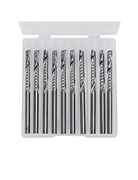 hqmaster 3,175 x 2.86 x 27.3 yard molino de extremo 1 flauta Individual con bordes CNC cortador en espiral router Bits PCB juego de herramientas de fresado de corte acero de tungsteno Upcut Bit, 10 unidades