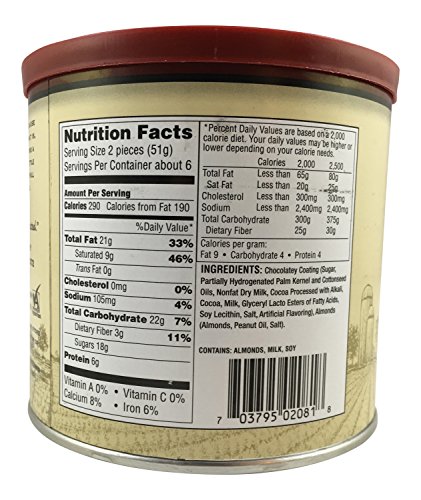 Whitley's Dark Chocolatey Covered Almond Clusters 10 Ounce Tin