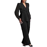 Annystore Pant Suits for Women Dressy Mesh Sheer Sleeve Ruffle Blazer Wide Leg Pants Pantsuit Sets Casual Work Outfit