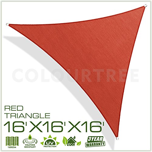 ColourTree 16′ x 16′ x 16′ Sun Shade Sail Canopy  Triangle Merlot Red –  ...