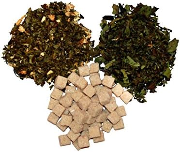 Nassim Tea Flavored Tea Combination Set - Jasmine Tea (2oz) + Dragon White Tea (2oz) + Caramel Sugar Cubes (5oz)
