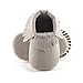 DELEBAO Unisex Baby Soft Sole Tassels Crib Shoes Moccasins Loafers 3-6 Months, Grey