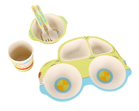 LINAG Platos Infantiles Niños Tazón Plato Taza Fibra De Bambú Bebé ...