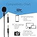Lapel Microphone Lavalier Omnidirectional Vlog Clip on Collar Professional Condenser for Apple Android PC Mac Interview Studio Video Podcast Recording Noise Cancelling by Komodo Products™