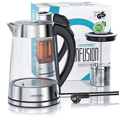 Arendo - Glas Wasserkocher mit Temperatureinstellung und Teesieb Teekocher - Einstellbare Temperaturen 40, 70, 80,100 Grad - 1,7 Liter - Abschaltautomatik - Warmhaltefunktion – Bild 7