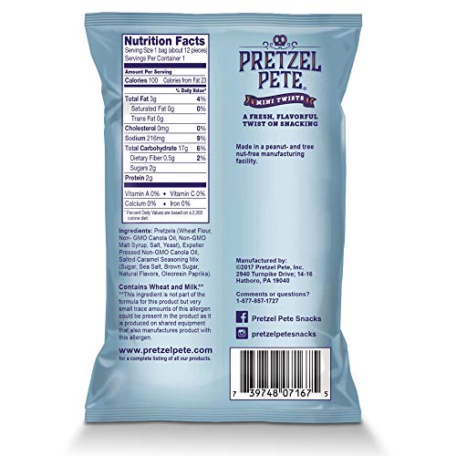Pretzel Pete Salted Caramel Seasoned Mini Twist Pretzels, 100 Calories