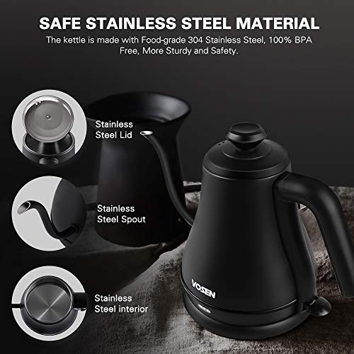 Electric Kettle, VOSEN Gooseneck Kettle, Pour Over Coffee Kettle & Tea