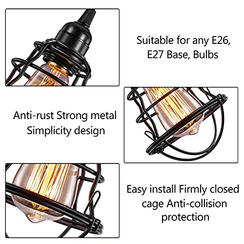 Industrial Light Bulb Cage 4 Pack, DIY Vintage Style Light Cage for Pendant Light Wall Lamp