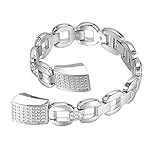 bayite For Fitbit Alta HR and Alta Bands, Replacement Metal Bands Silver with Rhinestone Bling Style E