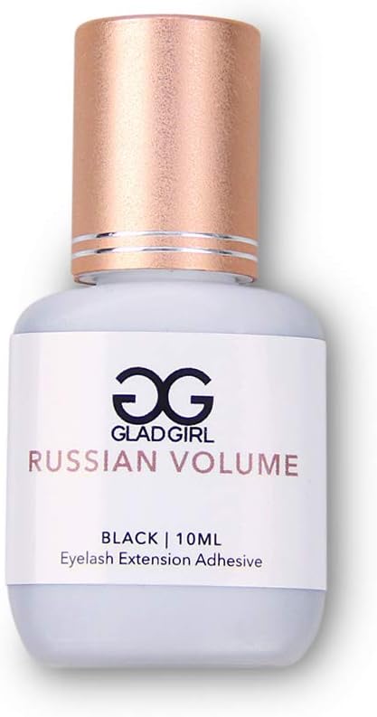 Eyelashes Extensions Glue - Glad Lash Glue Volumizing Collection - Russian Volume (Pink Cap) - 10ml, Black, 5-6 Weeks Durability
