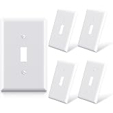 ELEGRP 1-Gang Toggle Light Switch Wall Plate – 5-Pack, Glossy Black, Unbreakable Polycarbonate, UL Listed, Color-Matched Screws