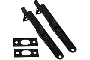 QCAA Solid Brass Round Flush Bolt, 6", Solid Brass, Matte Black, 2 Pack, Made in Taiwan