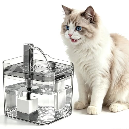 Rantuia Bebedero para Gato, 50.73oz/1.5L Bomba de Agua Ultrasilenciosa Fuente para Gatos Diseño Silencioso, Filtración de 4 Etapas Libre de BPA, Fuente Agua Gato para Apto Gatos y Perros