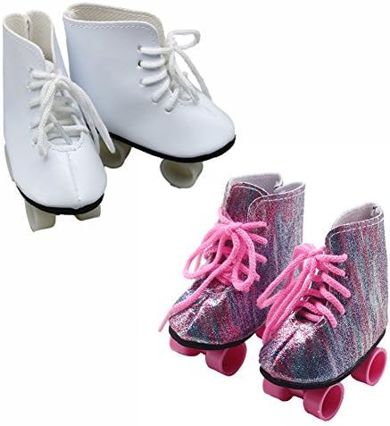 2 Color Doll Roller Skates For 18inch American Girl Dolls Boots Accessories