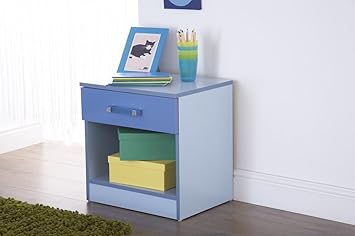 Bedside Cabinet In Two Tone Blue High Gloss Amazon Co Uk