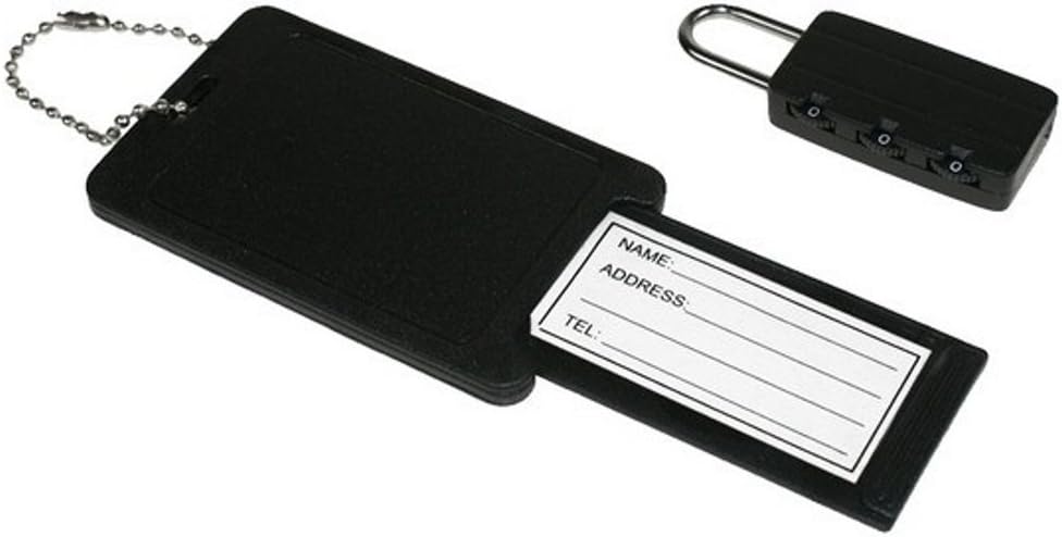 luggage bag suitcase name address id tags label combination padlock lock baggage