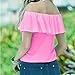 BOSSAND Women's Short Sleeve Shirt Cotton Strapless Blouses Off Shoulder Tops (X-Large, Pink)