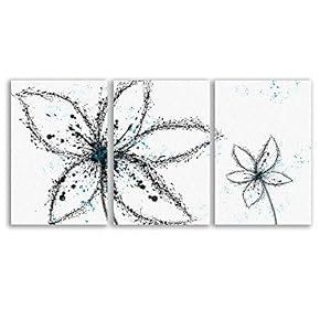 Abstract Ink Painting Artwork for Framed x 3 Panels